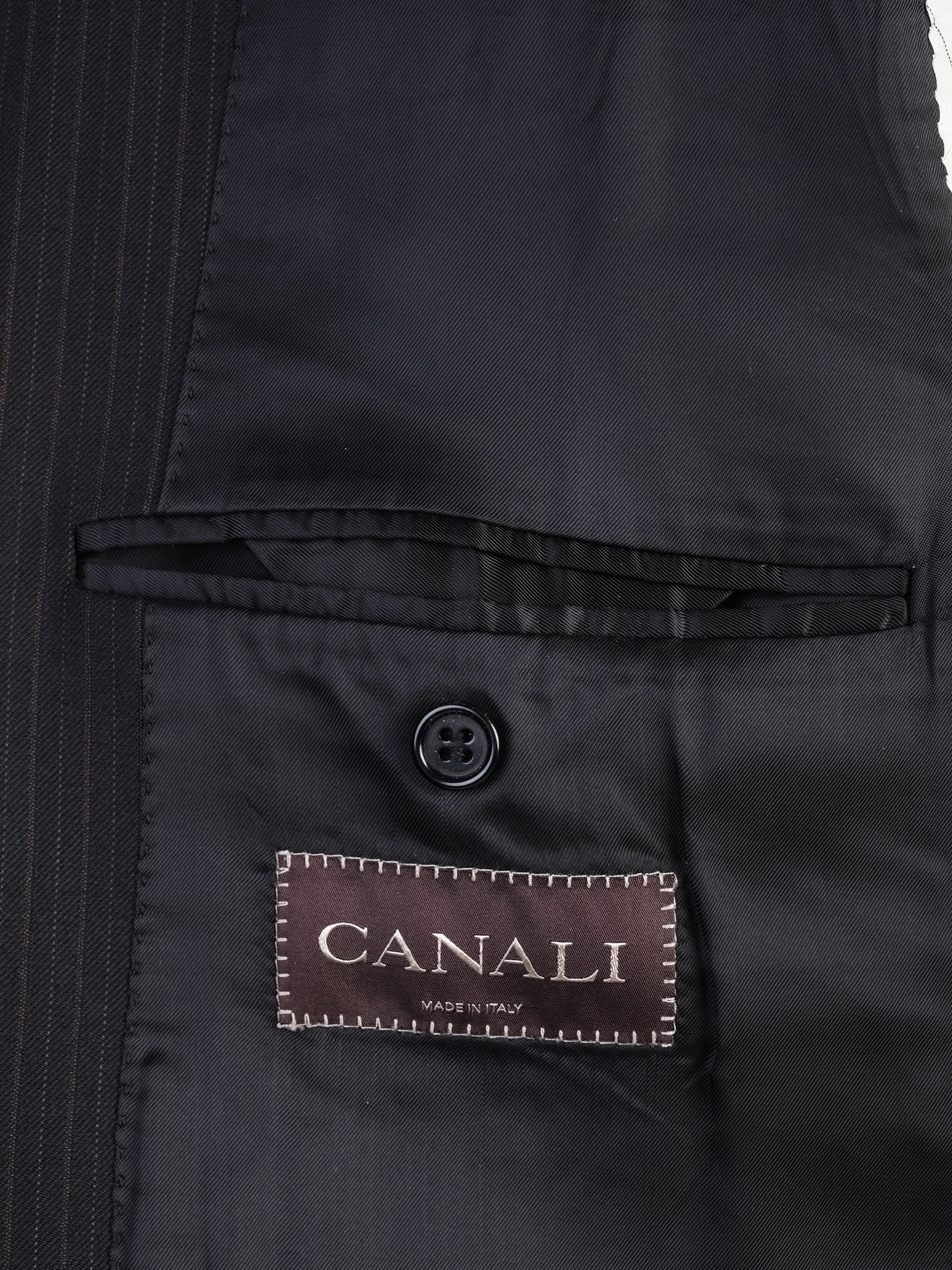 Excellent Canali Black Wool Pinstripe Suit Jacket Size XXL