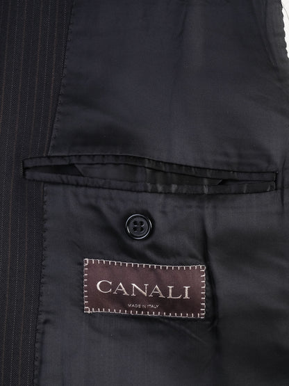 Excellent Canali Black Wool Pinstripe Suit Jacket Size XXL
