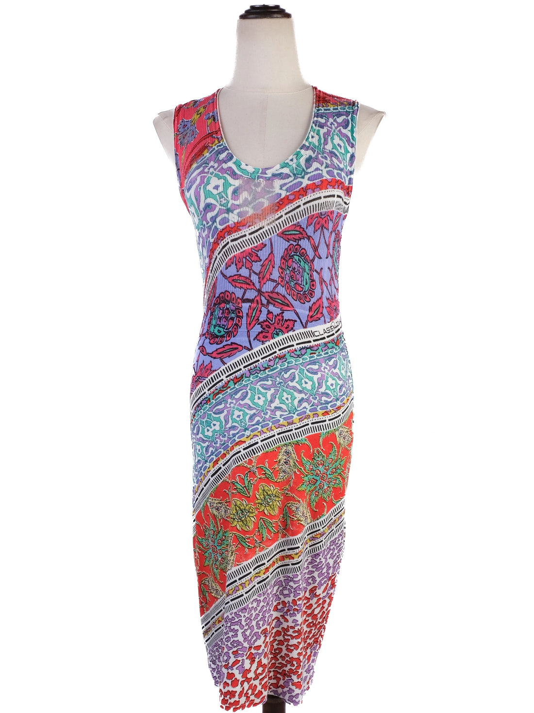 Excellent Cavalli Class Sleeveless Patterned Dress Size M Combined Color