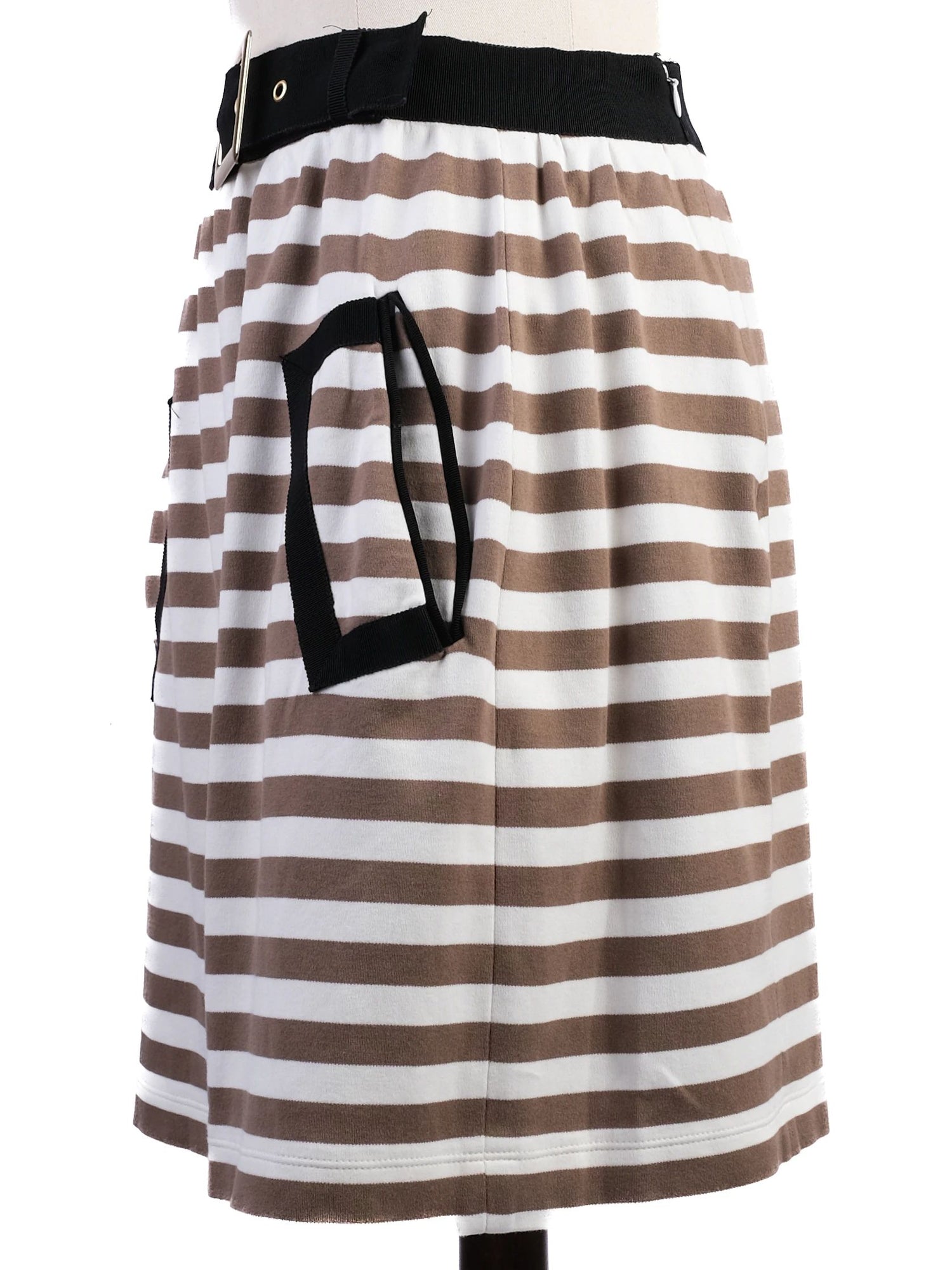 Excellent Moschino Striped Skirt Size M with Black Pockets &amp; Buckle