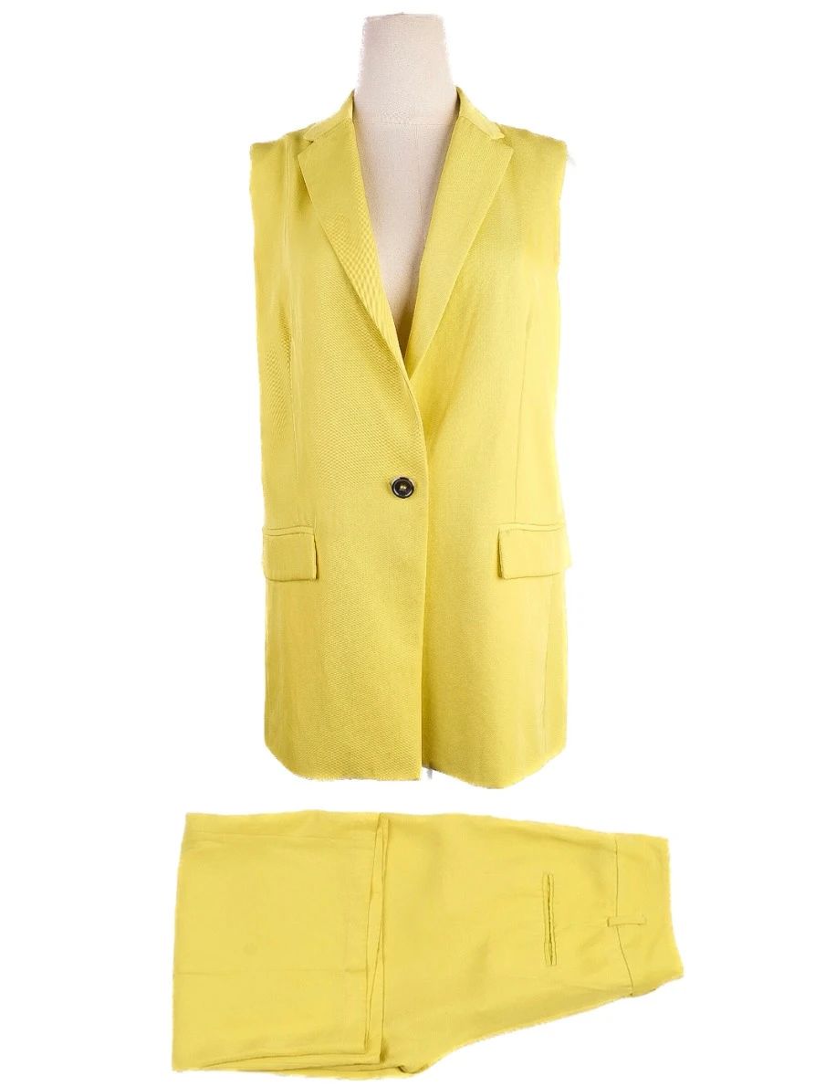Excellent Pinko Yellow Sleeveless Blazer &amp; Pants Set Women