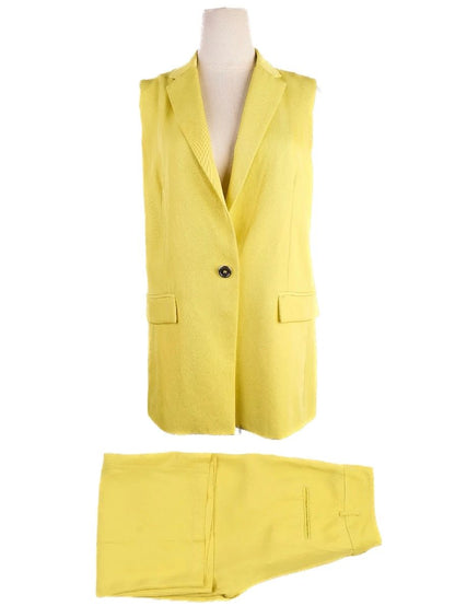 Excellent Pinko Yellow Sleeveless Blazer &amp; Pants Set Women