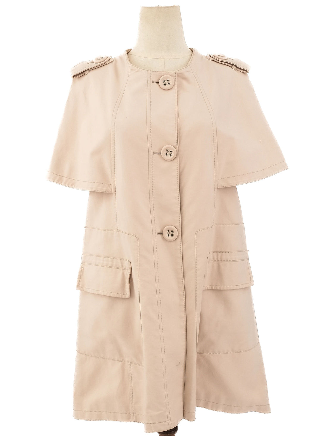 Excellent MaxCo Beige Short-Sleeved Cape Coat Size M