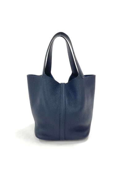 Hermes Navy Picotin MM,Taurillon Clemence PHW  Y Stamp