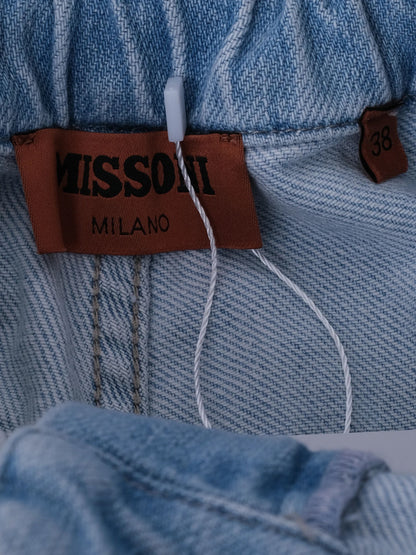 Excellent Missoni Blue Denim Jeans Size S with Chevron Design