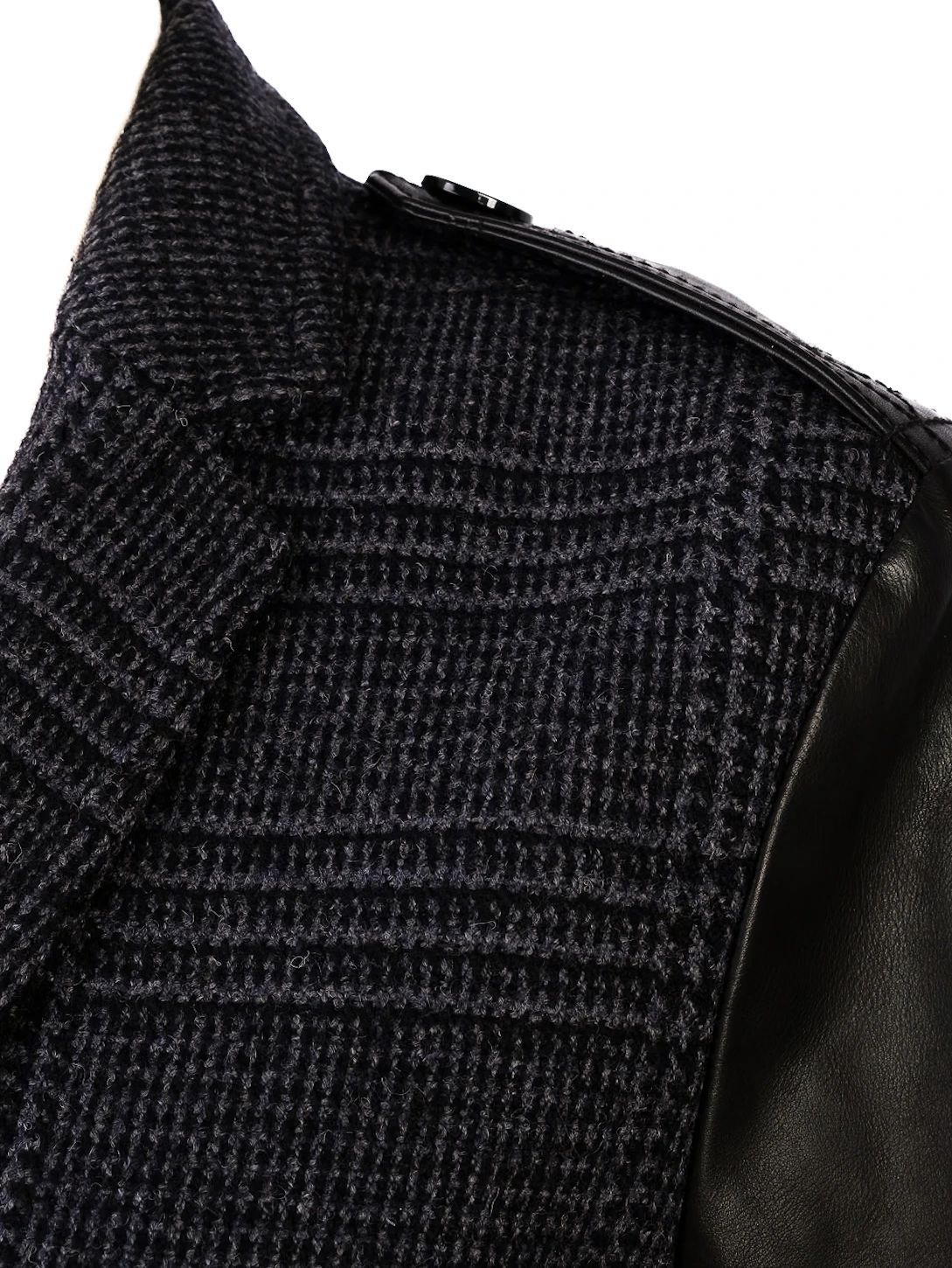 Excellent Burberry Gray Wool Jacket with Leather Sleeves
