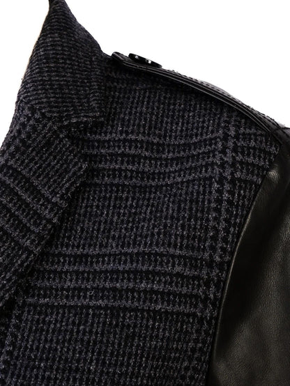 Excellent Burberry Gray Wool Jacket with Leather Sleeves
