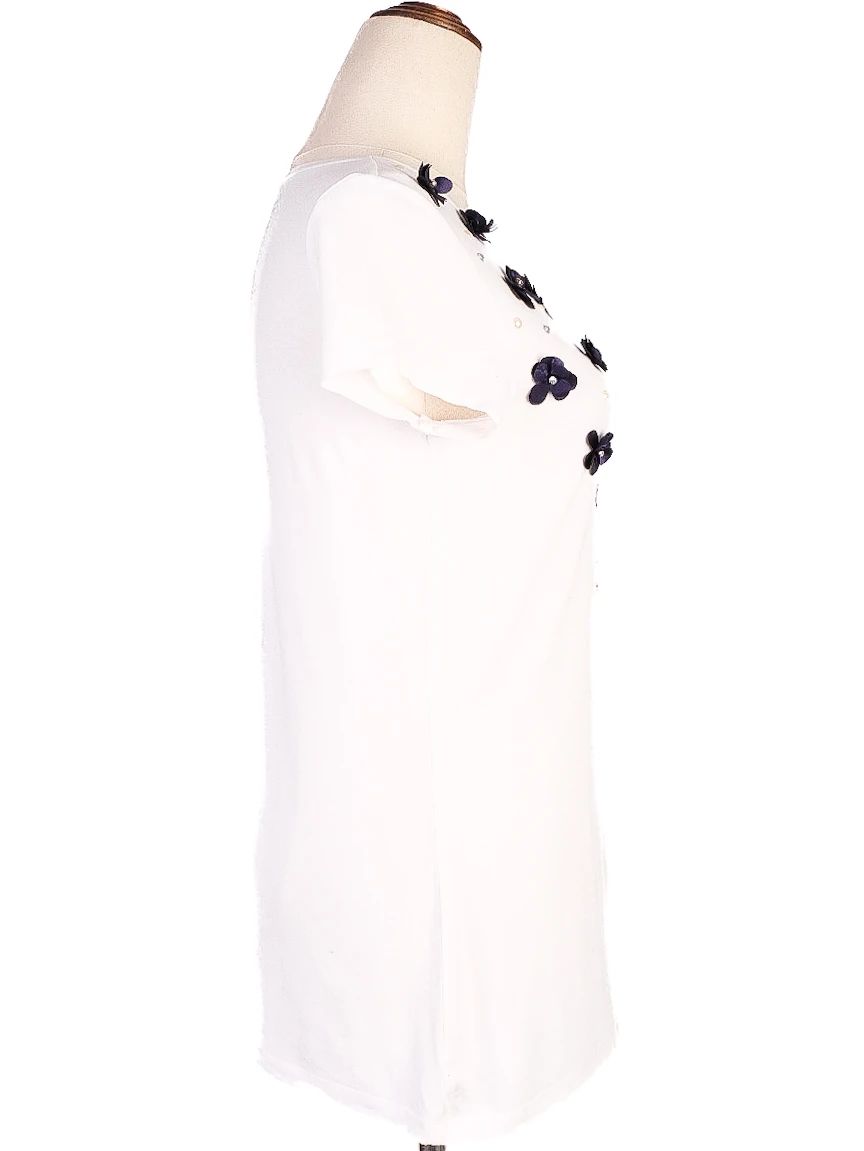 Average Blugirl Folies White T-Shirt Size S with Floral Embellishments