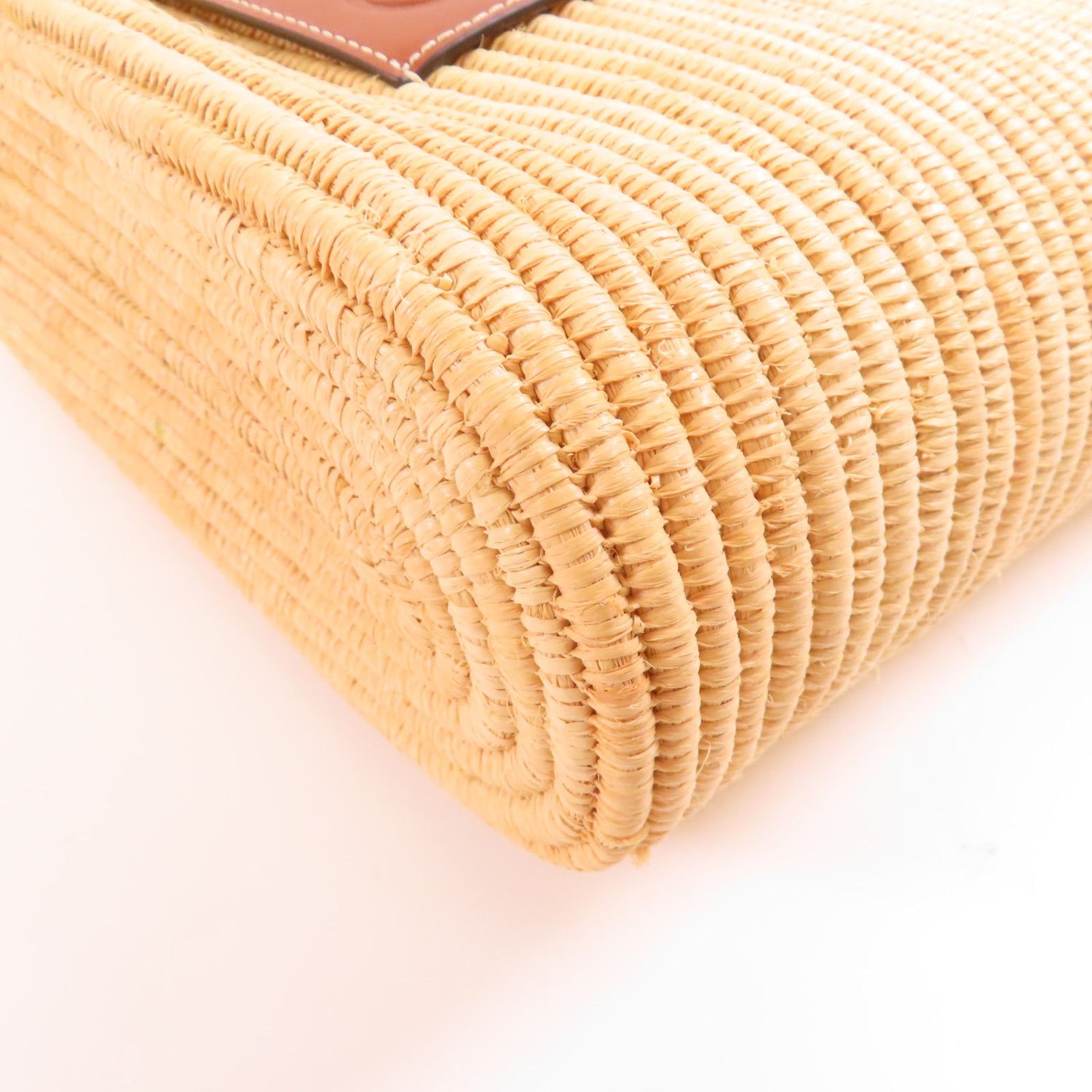 Loewe Sake Yam Tote Gold Shoulder Back Bag Brown Other Raffia