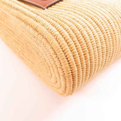 Loewe Sake Yam Tote Gold Shoulder Back Bag Brown Other Raffia