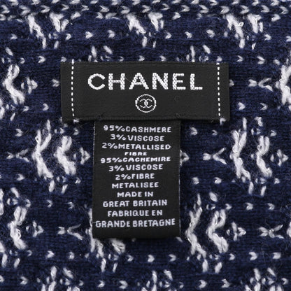 Chanel Navy White Scarf Other Cashmere