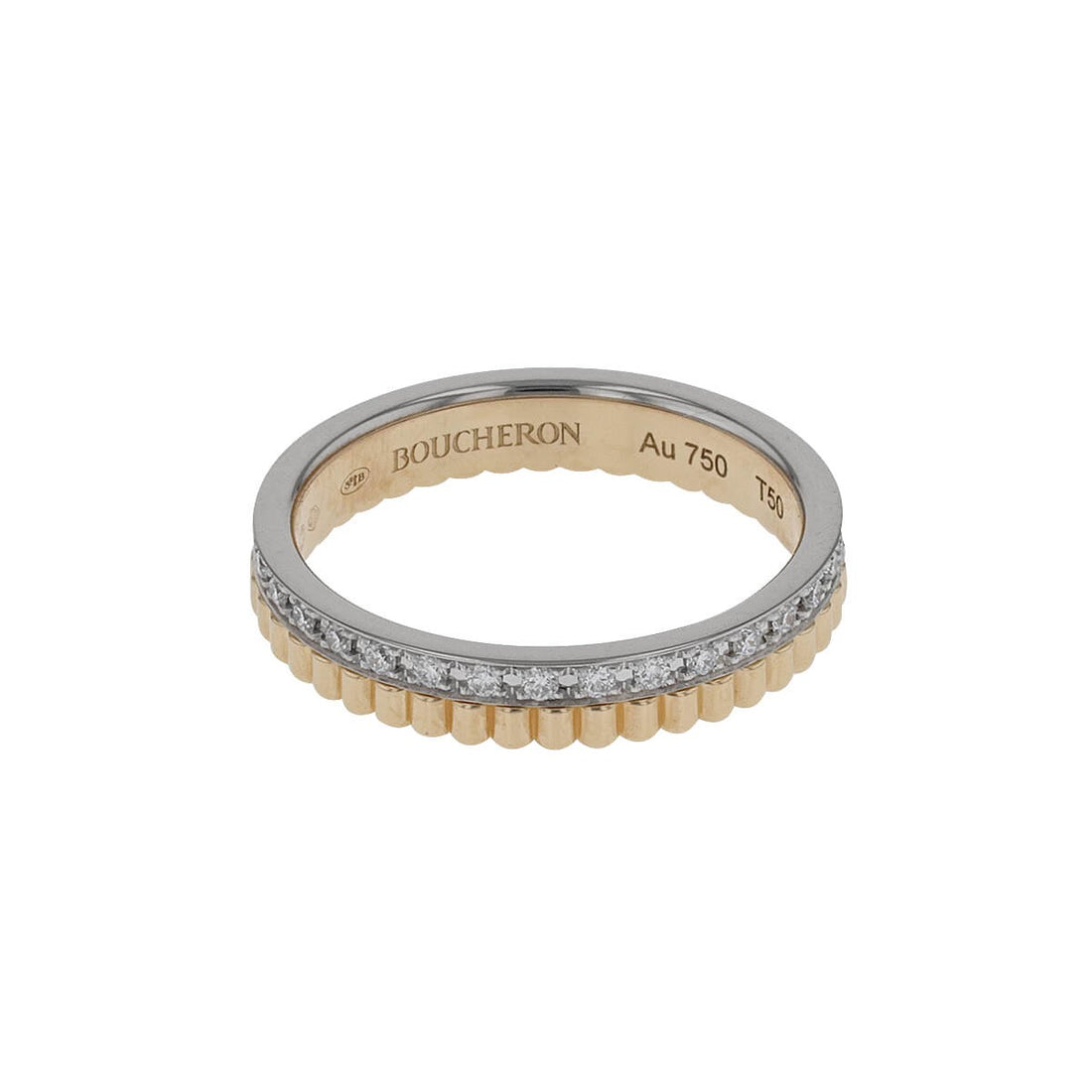 Boucheron Quatre Radiant diamonds and two-tones gold ring