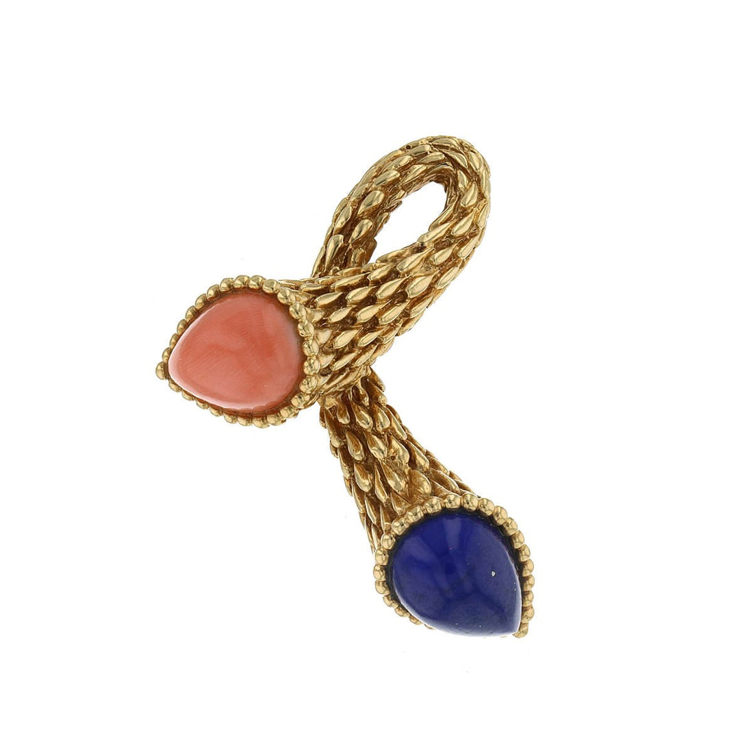 Boucheron Serpent Boheme lapis lazuli, coral and gold brooch