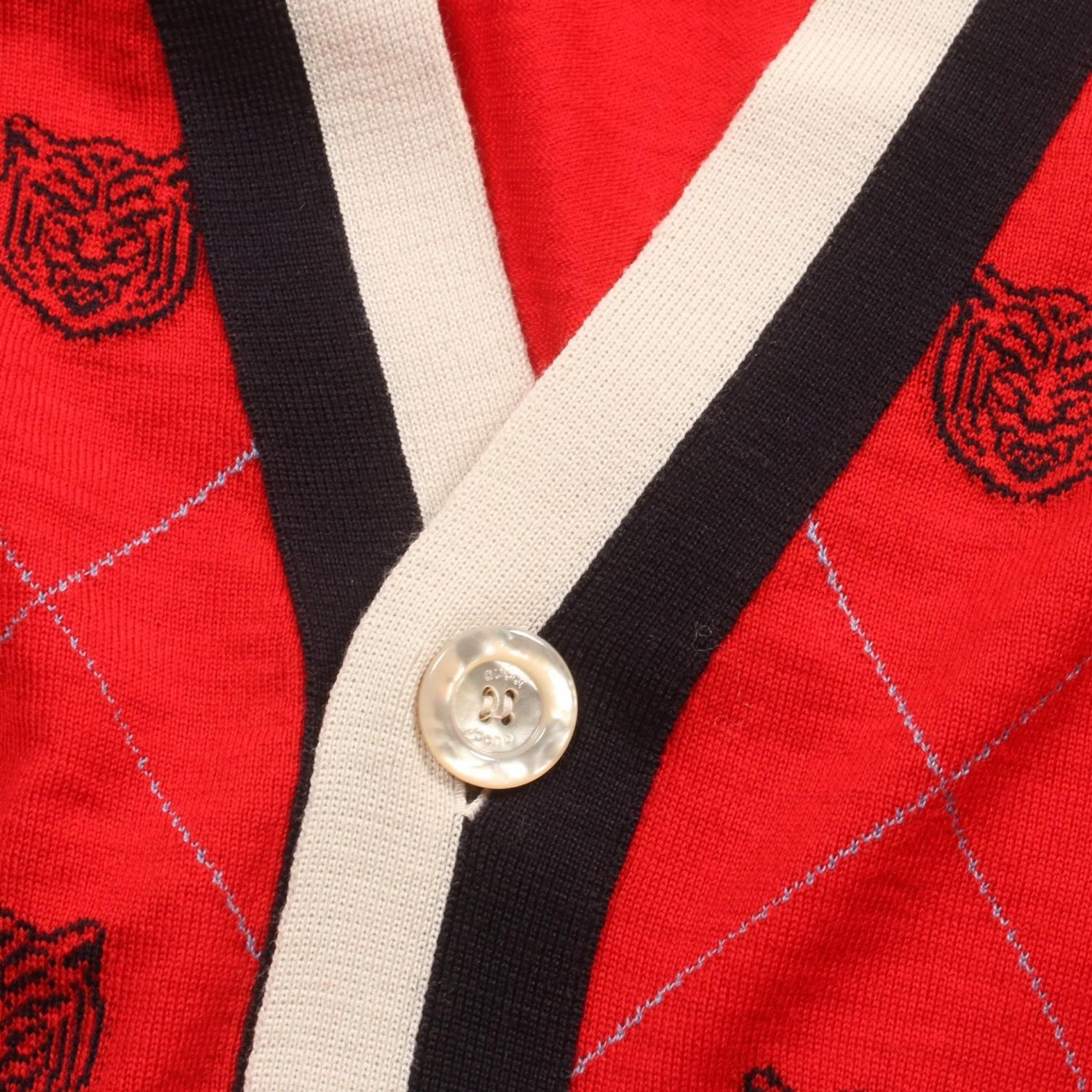 Gucci Cardigan Red Navy White Wool 474319