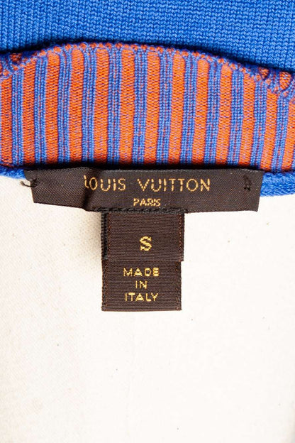 Excellent Louis Vuitton Blue Angora Wool Top with Abstract Patterns