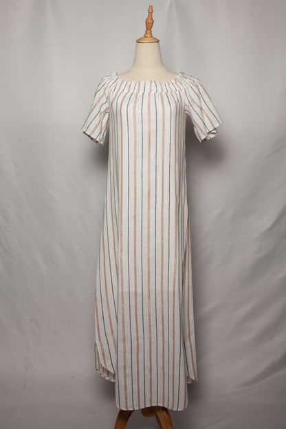 Good BCBGMaxazria White Striped Dress XS Short Sleeve Women