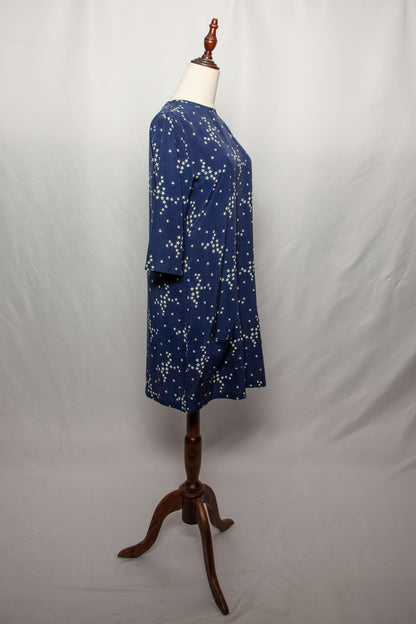 Good Condition Equipment Blue Silk Dress Size S with Star Pattern