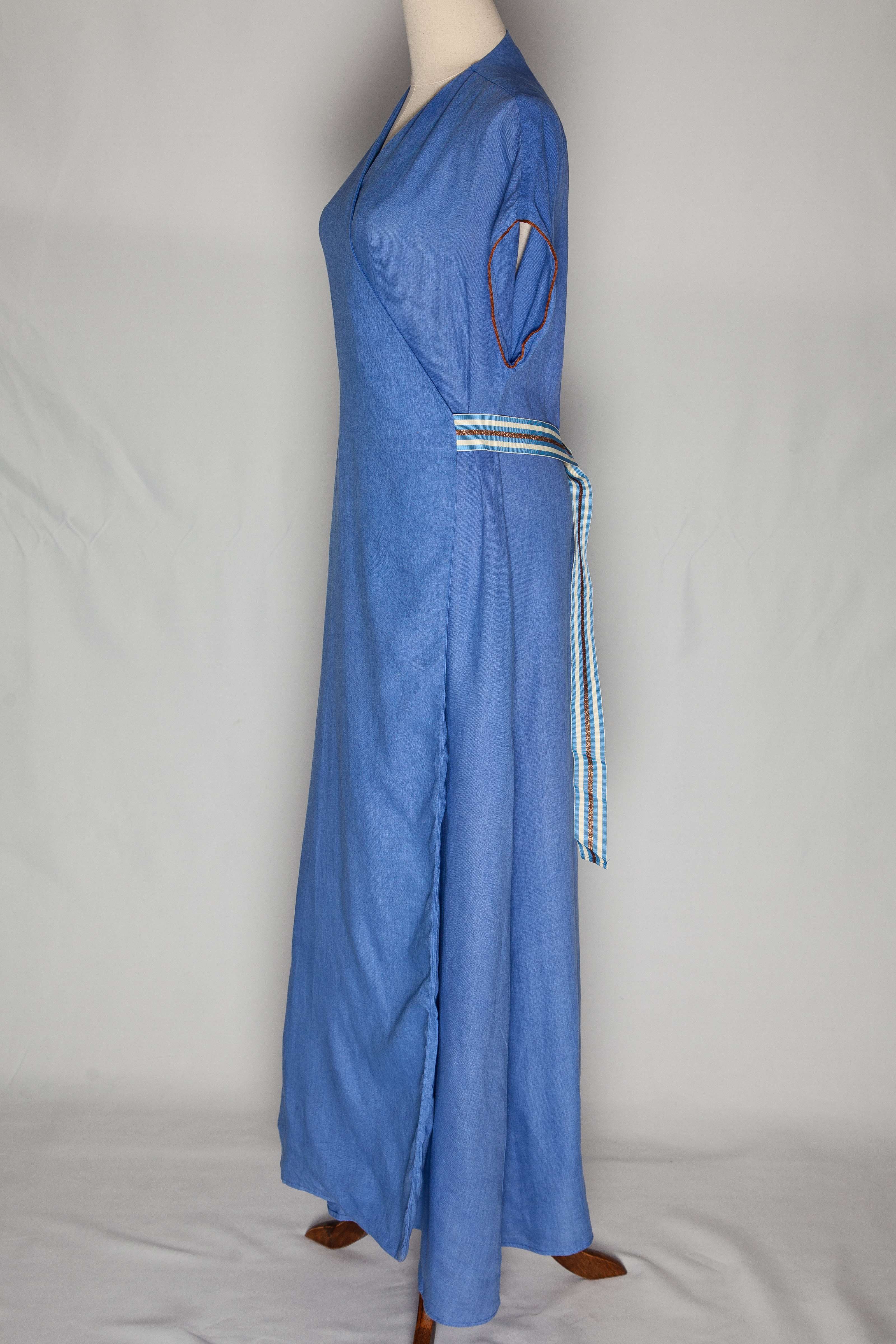 Good Altea Blue Wrap Dress XS Lightweight V-Neck Style