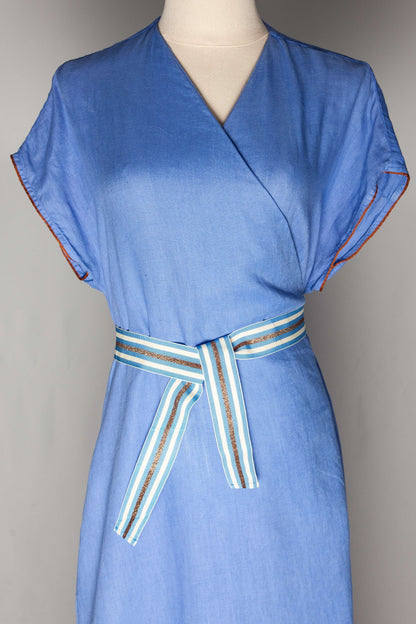 Good Altea Blue Wrap Dress XS Lightweight V-Neck Style