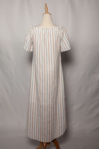 Good BCBGMaxazria White Striped Dress XS Short Sleeve Women