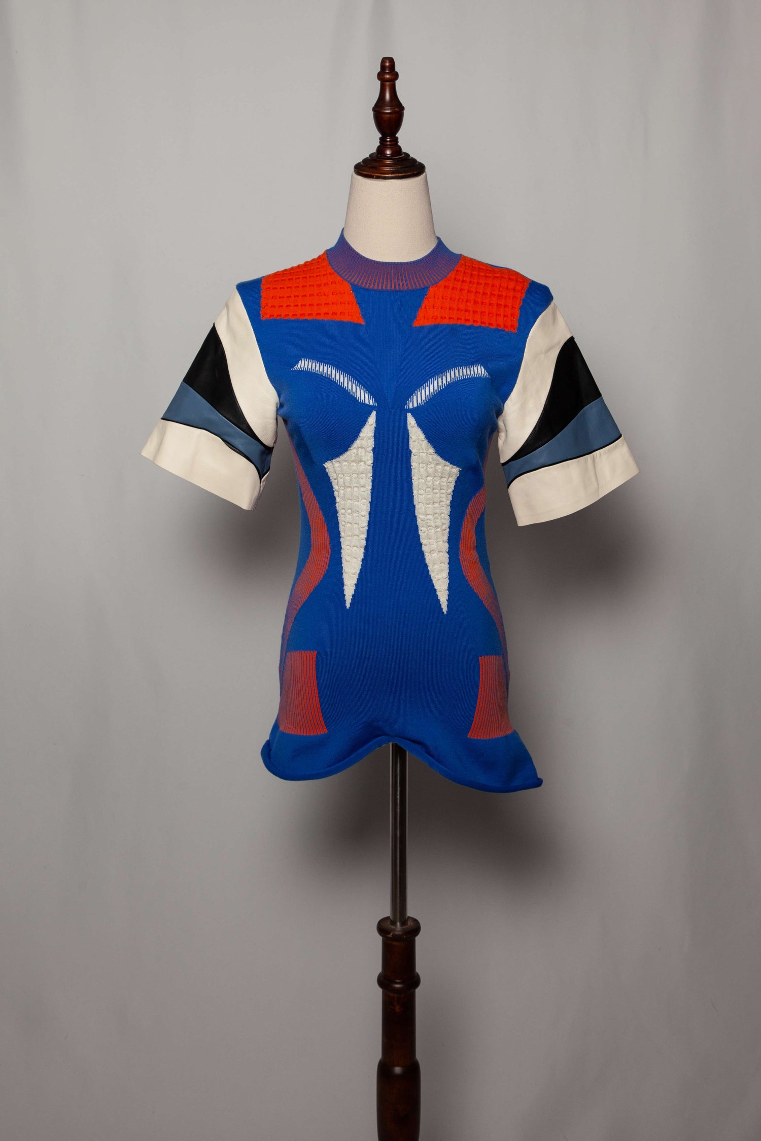 Excellent Louis Vuitton Blue Angora Wool Top with Abstract Patterns