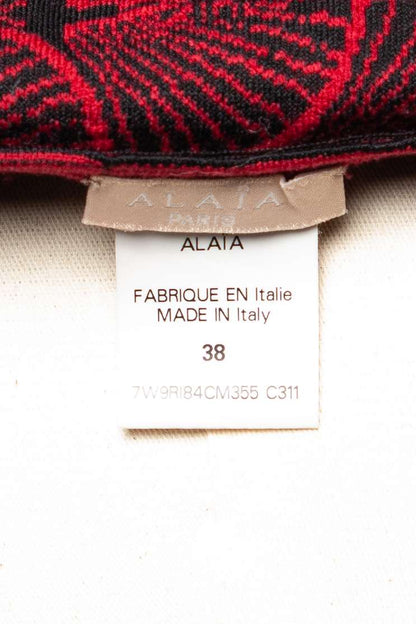 Excellent Alaia Red Cashmere Wool Dress with Scalloped Details