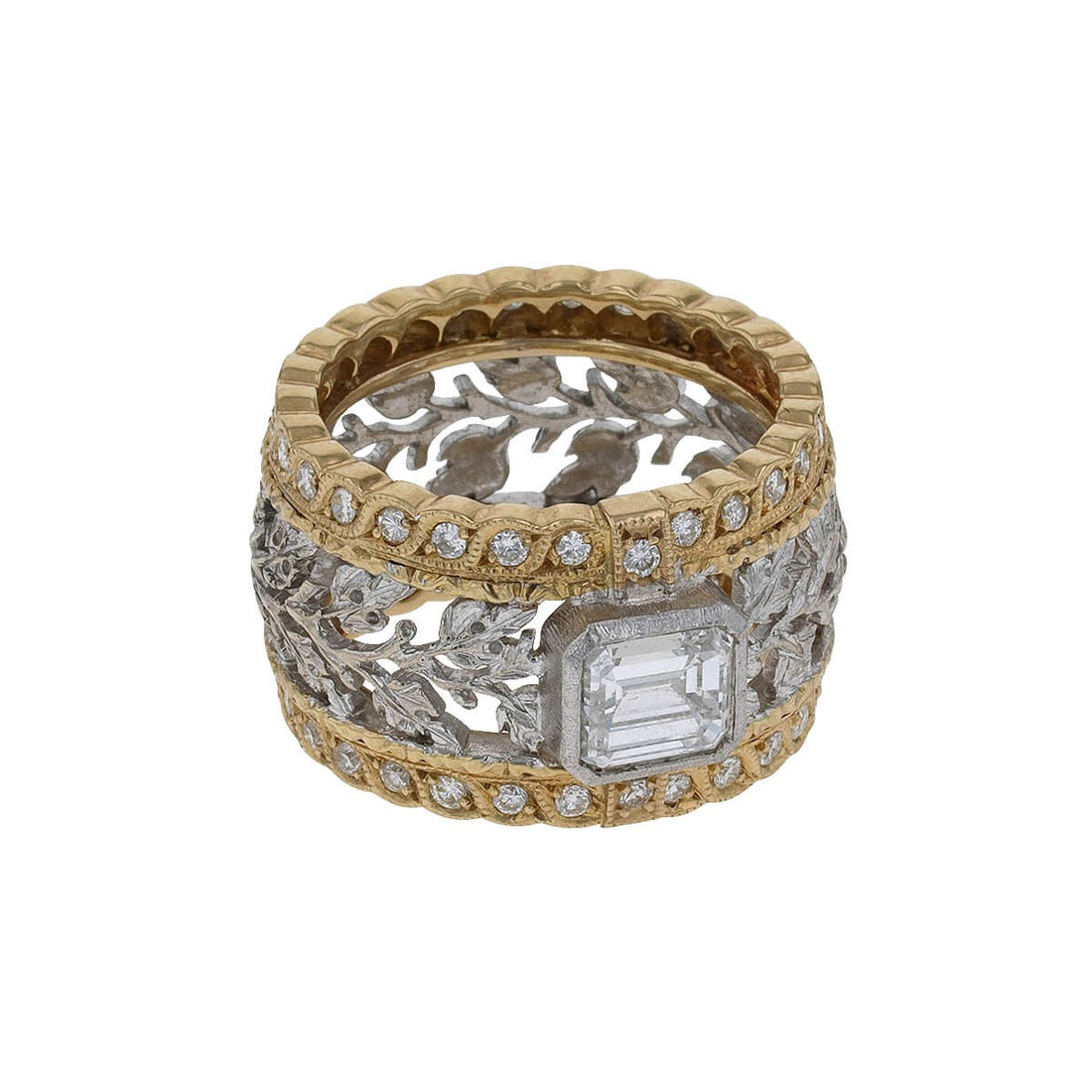 Buccellati two tones gold and diamonds ring