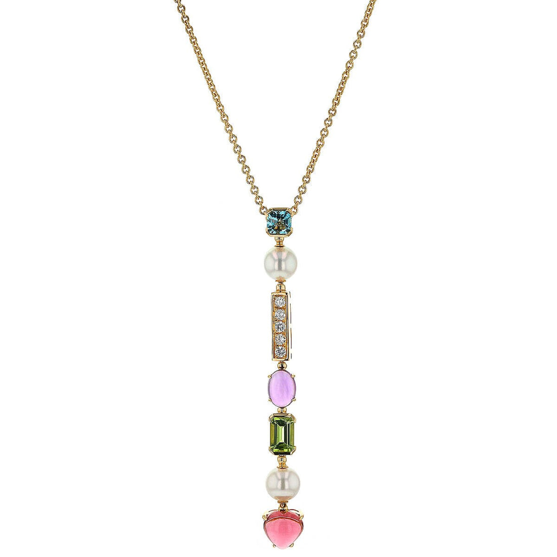 Bulgari Allegra cultured pearls, topaz, amethyst, peridot, tourmaline, diamonds and gold necklace