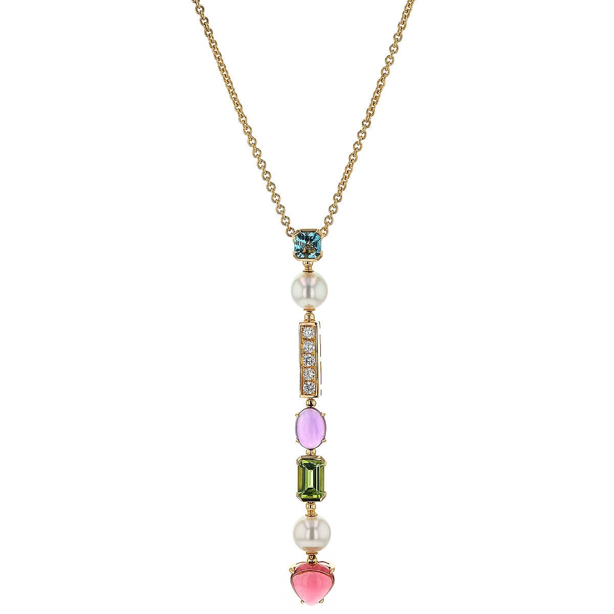 Bulgari Allegra cultured pearls, topaz, amethyst, peridot, tourmaline, diamonds and gold necklace