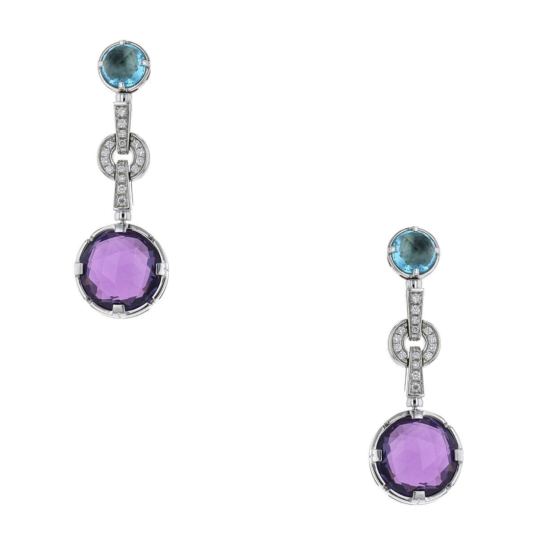 Bulgari Parentesi Cocktail amethyst, topaze, diamonds and gold earrings