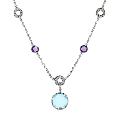Bulgari Parentesi Cocktail diamonds, amethysts, blue topaze and gold necklace