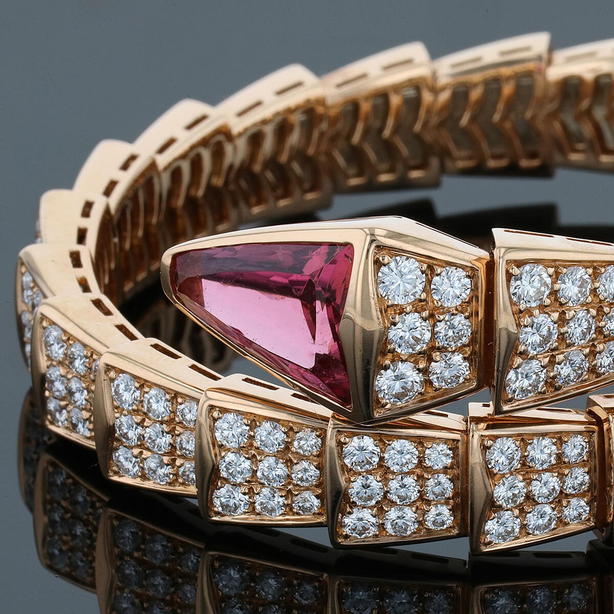 Bulgari Serpenti diamonds, tourmaline and gold bracelet