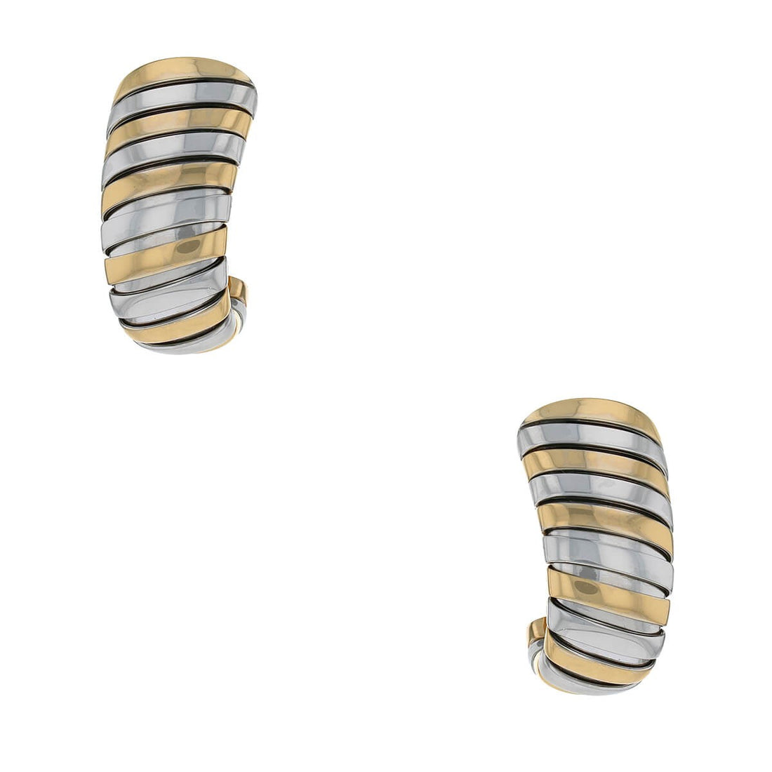 Bulgari Tubogas gold and stainless steel earrings