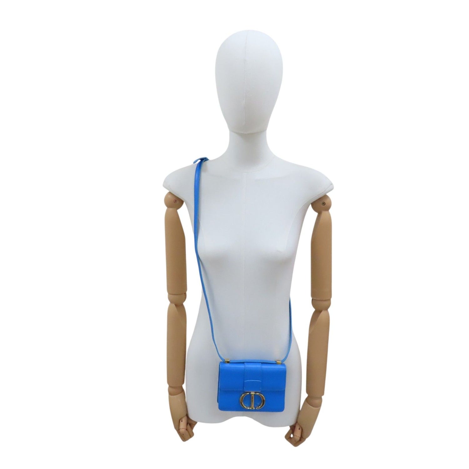 Dior 30 Montaigne Shoulder Bag Calfskin Blue Gold Metal