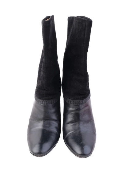 Escada Black Leather High-Heeled Boots Size 37 Perfect Condition