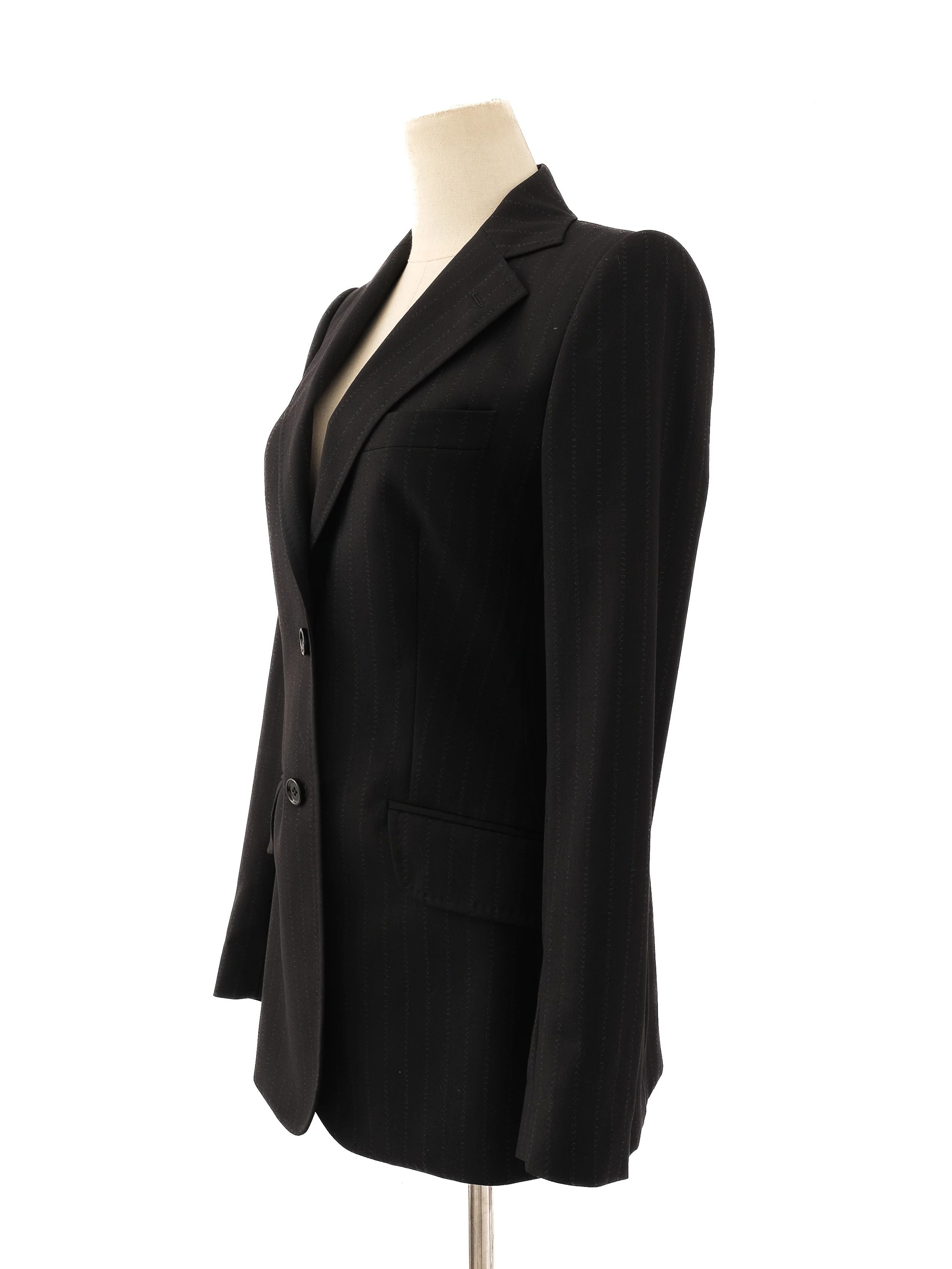 Excellent Dolce Gabbana Black Pinstripe Suit Size L Women Viscose