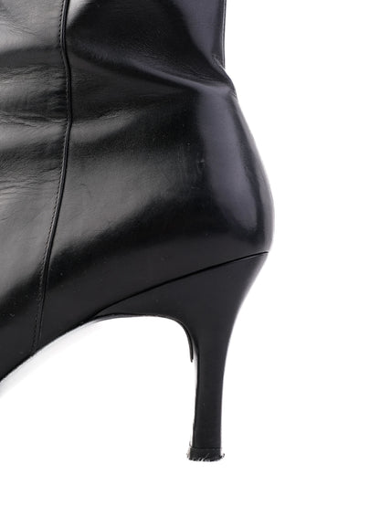 Excellent Salvatore Ferragamo Black Leather Knee-High Boots Size 37