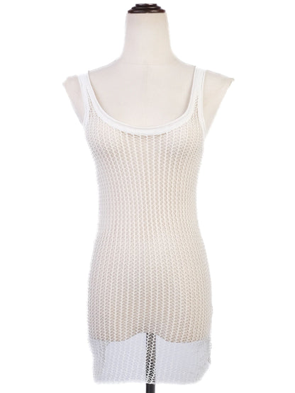 NEW By Malene Birger White Mesh Dress XS Sleeveless Scoop Neck