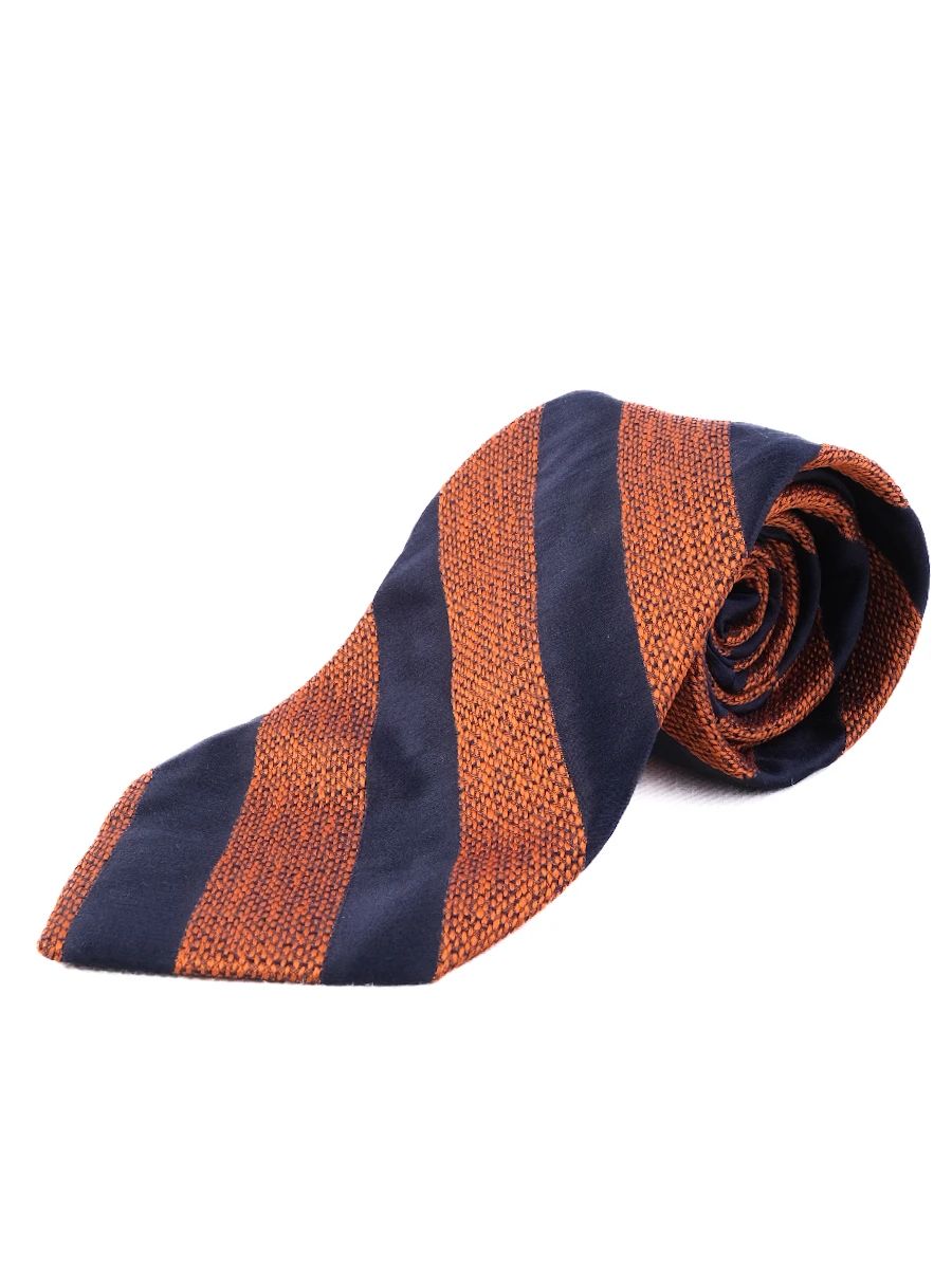 Excellent Valentino Striped Tie 100% Silk Orange Navy Made in Italy