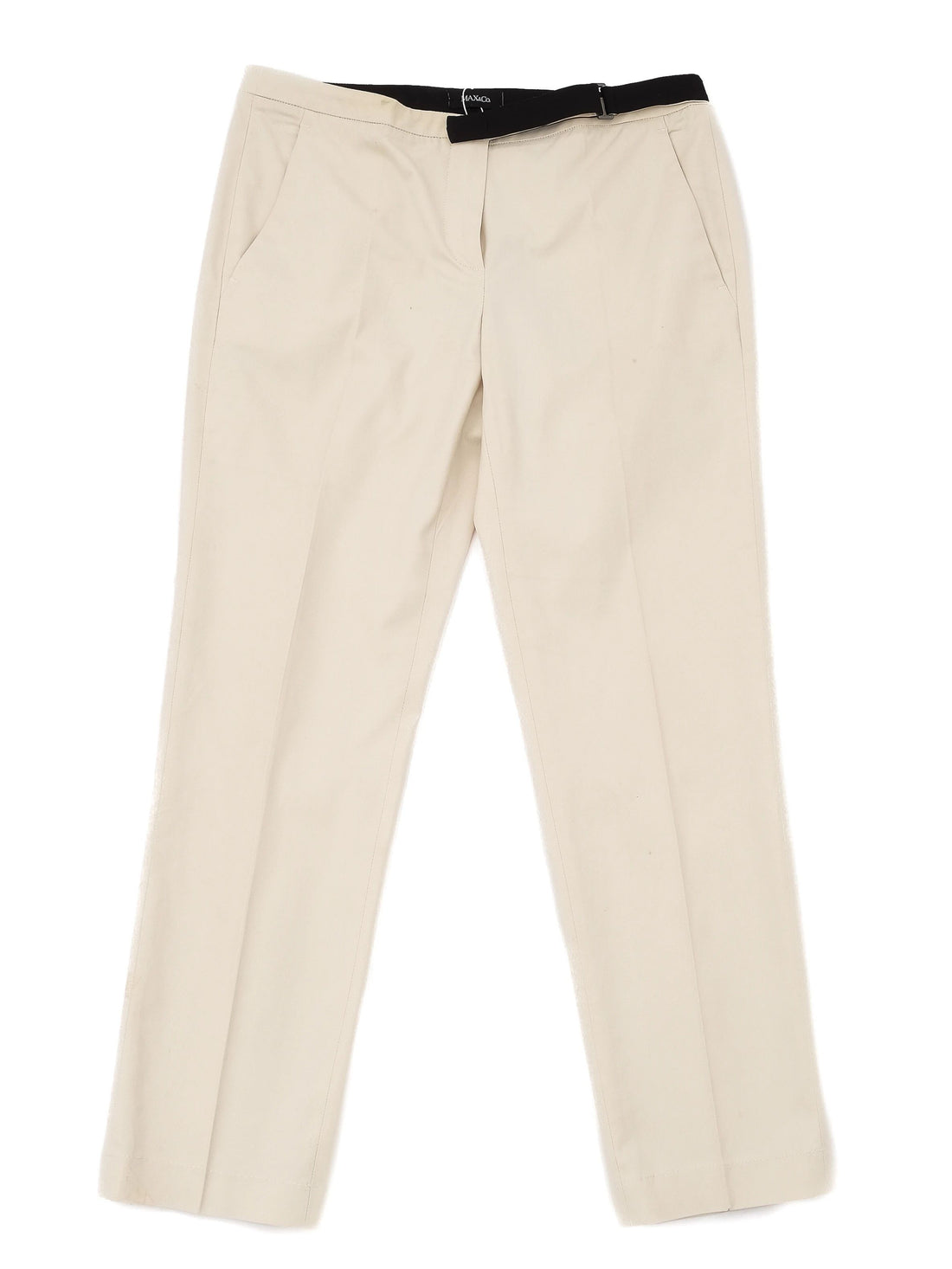 Perfect MaxCo White Pants with Black Belt for Women