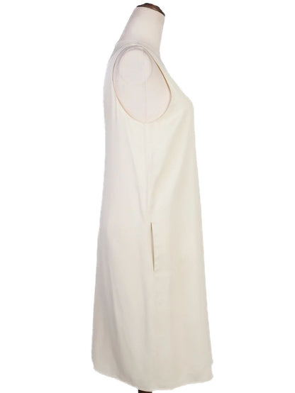 Excellent Emporio Armani Beige Sleeveless Dress Size L V-Neck Detail