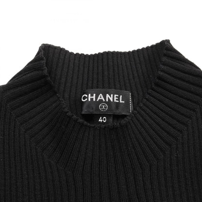 Chanel Black Coco Mark Clover Knit Rayon Wool P 64687k 60670