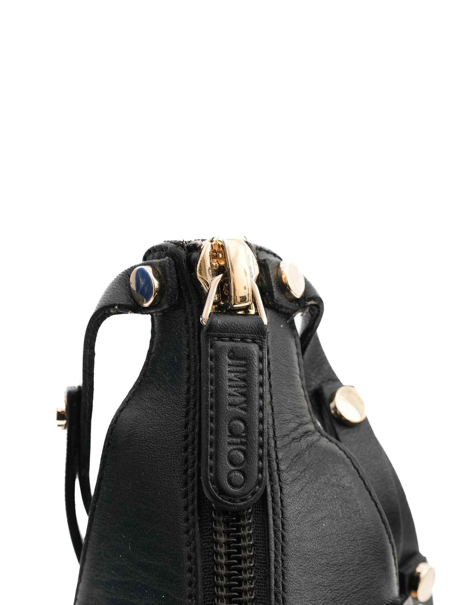 Excellent Jimmy Choo Black Leather High-Heeled Sandals Size 38