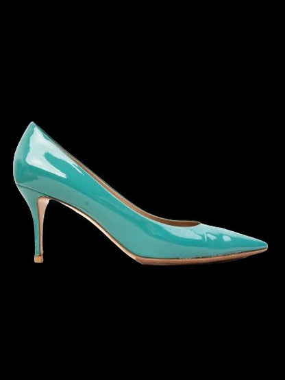 Excellent Salvatore Ferragamo Blue Lacquer High-Heeled Shoes Women