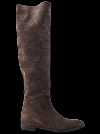 Excellent Prada Gray Leather Knee-High Boots Size 36