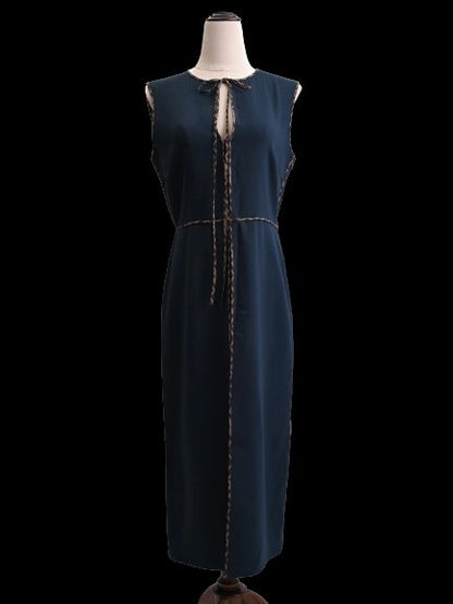 Good Fendi Gray Wool Sleeveless Dress with Decorative Trim