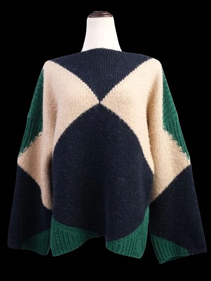 Excellent Stella McCartney Knitted Sweater M Wool Geometric Pattern
