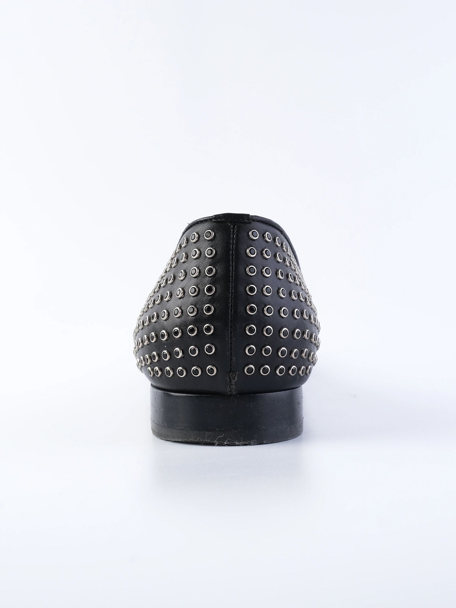 Yves Saint Laurent Black Leather Loafers Size 39.5 with Metallic Studs