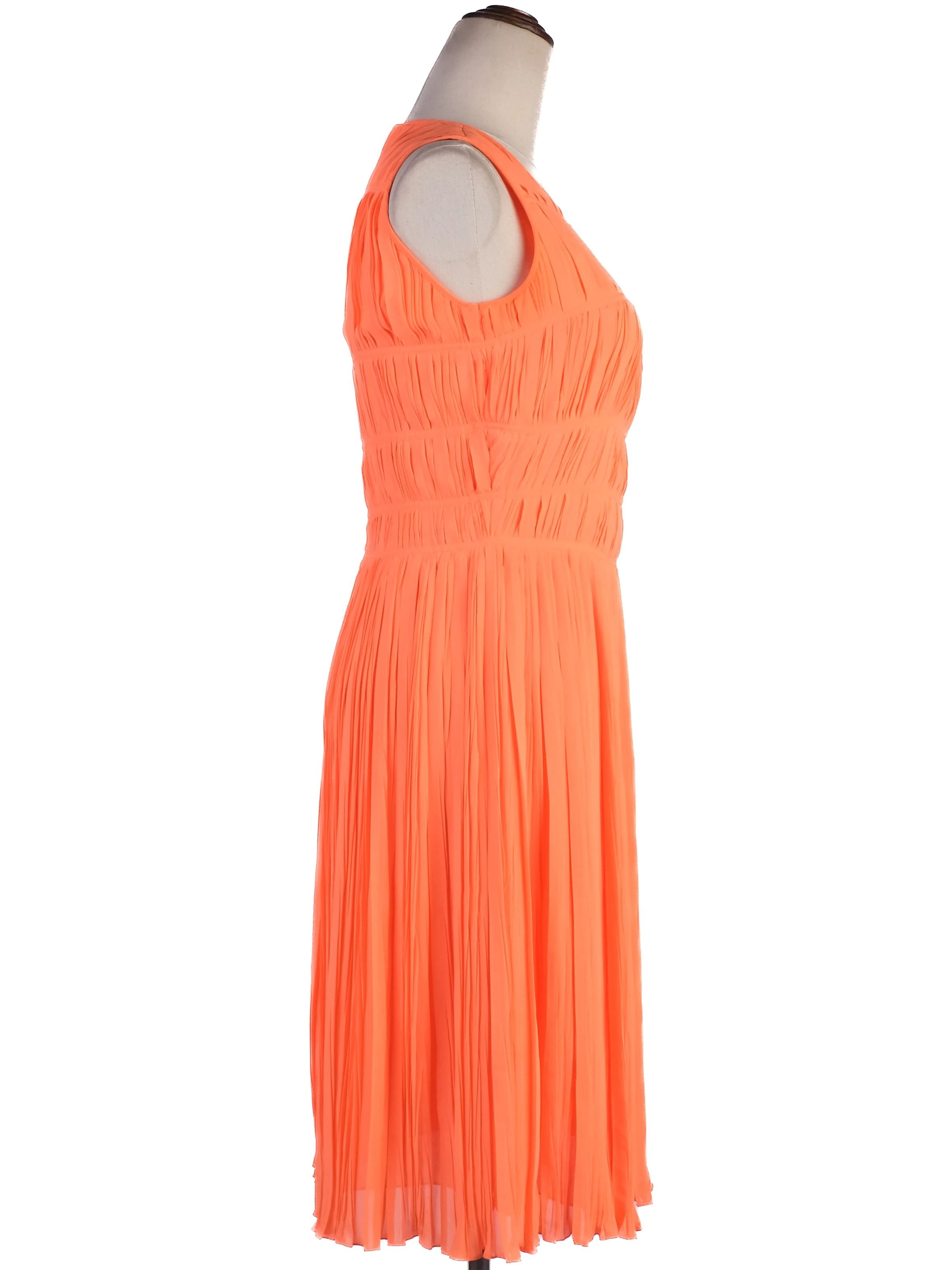 Excellent Blumarine Orange Sleeveless Pleated Dress Size M