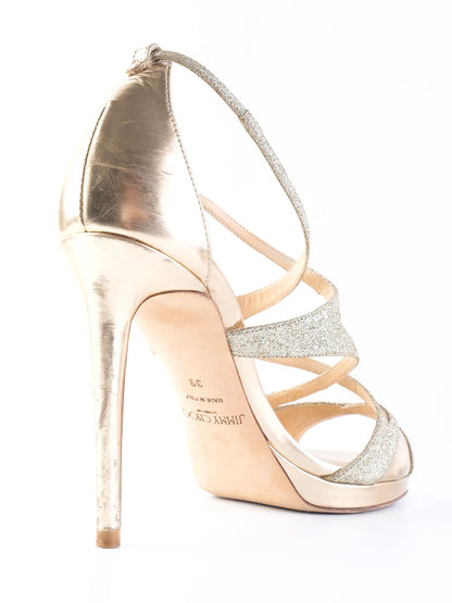 Excellent Jimmy Choo Yellow Leather High-Heeled Sandals Size 39